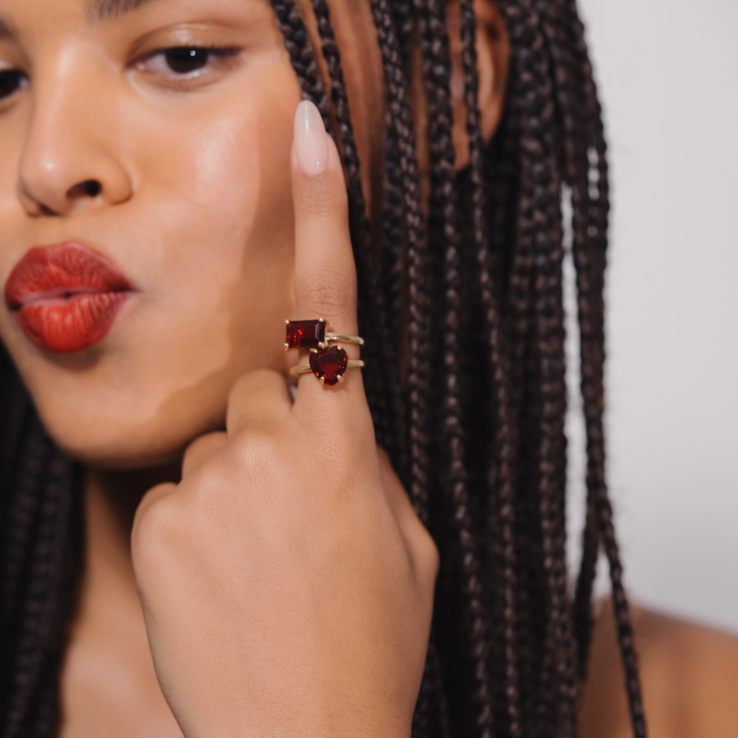 Garnet Heart Ring