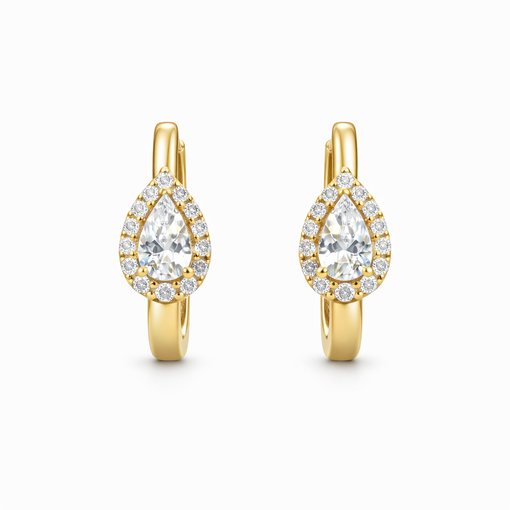 עגילי חישוק קטנים טיפה 14k