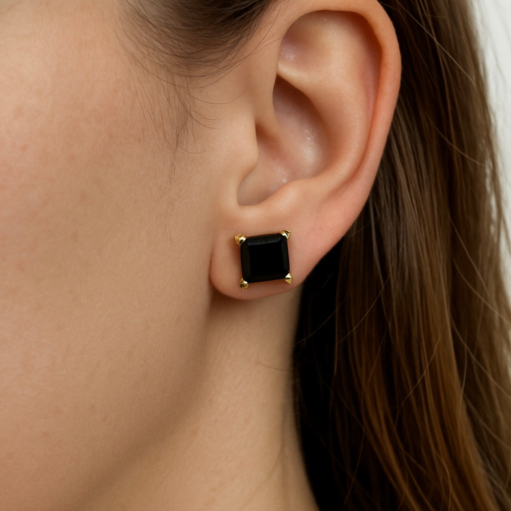 Square onyx earrings