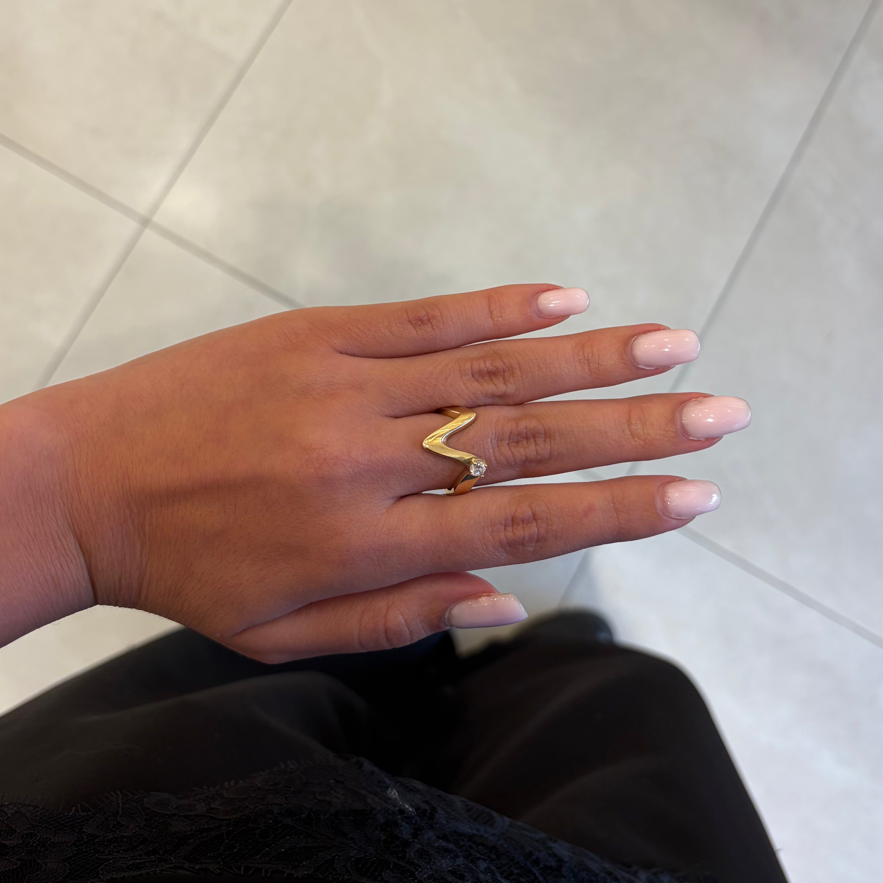 טבעת זיגזג 14k