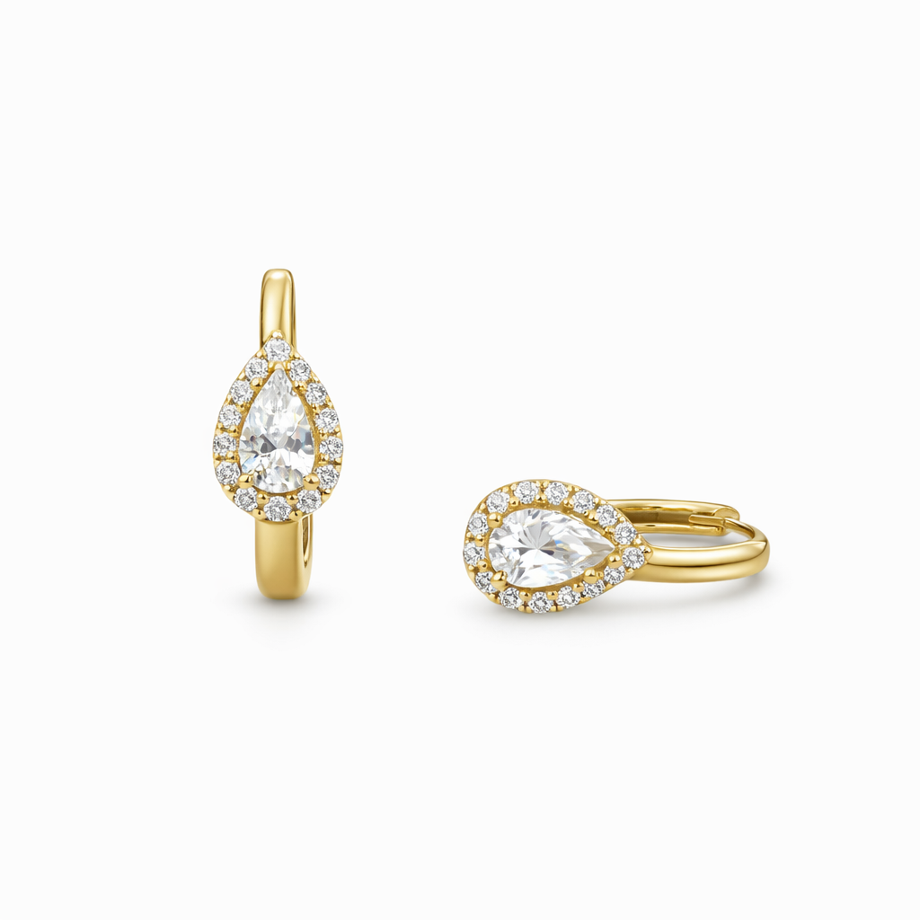 עגילי חישוק קטנים טיפה 14k