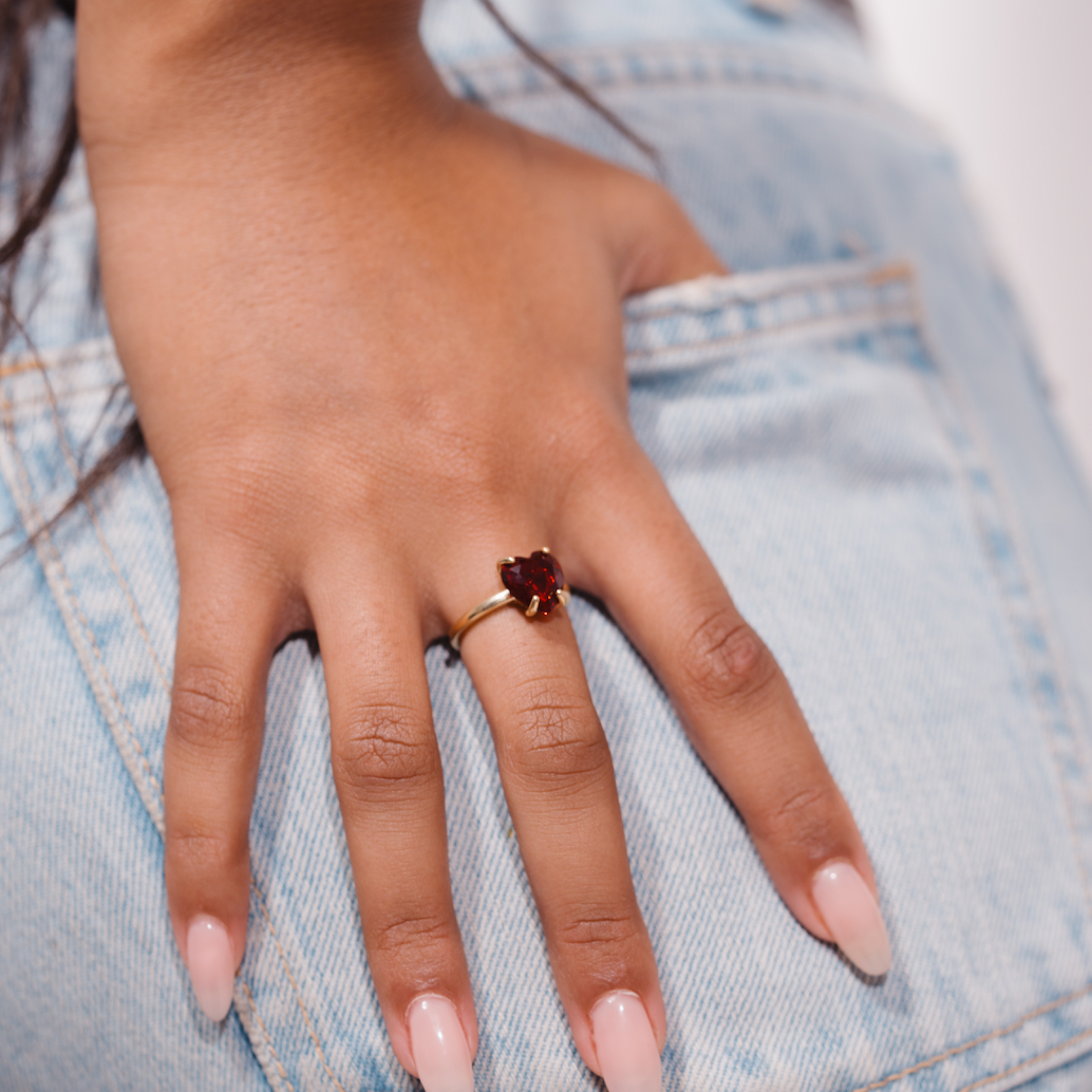 Garnet Heart Ring