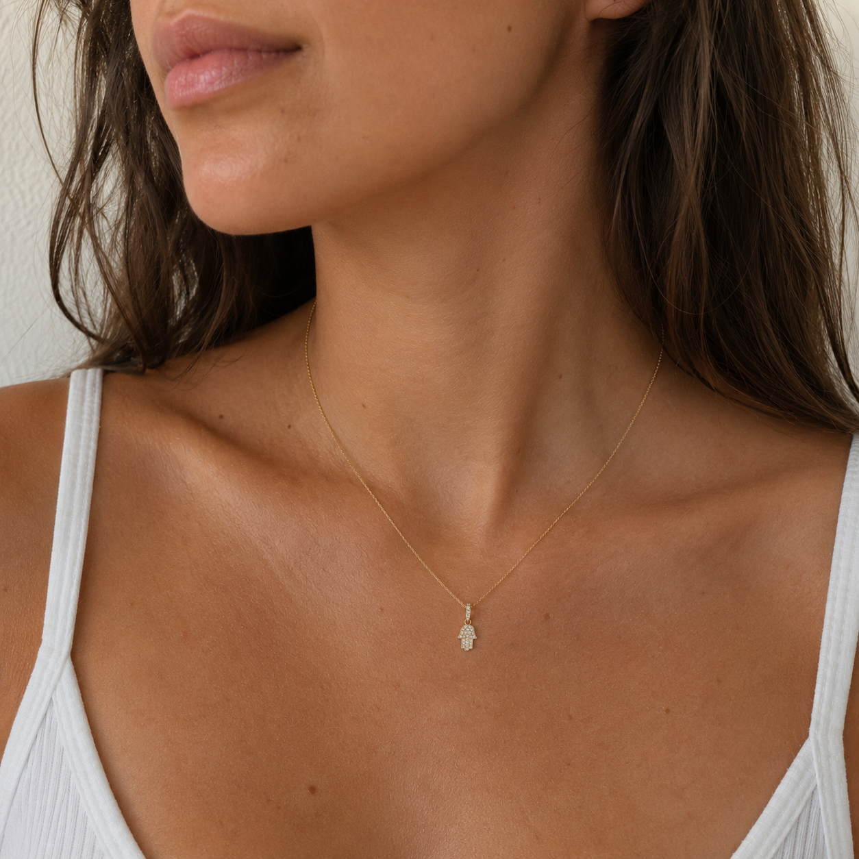 14k hamsa necklace