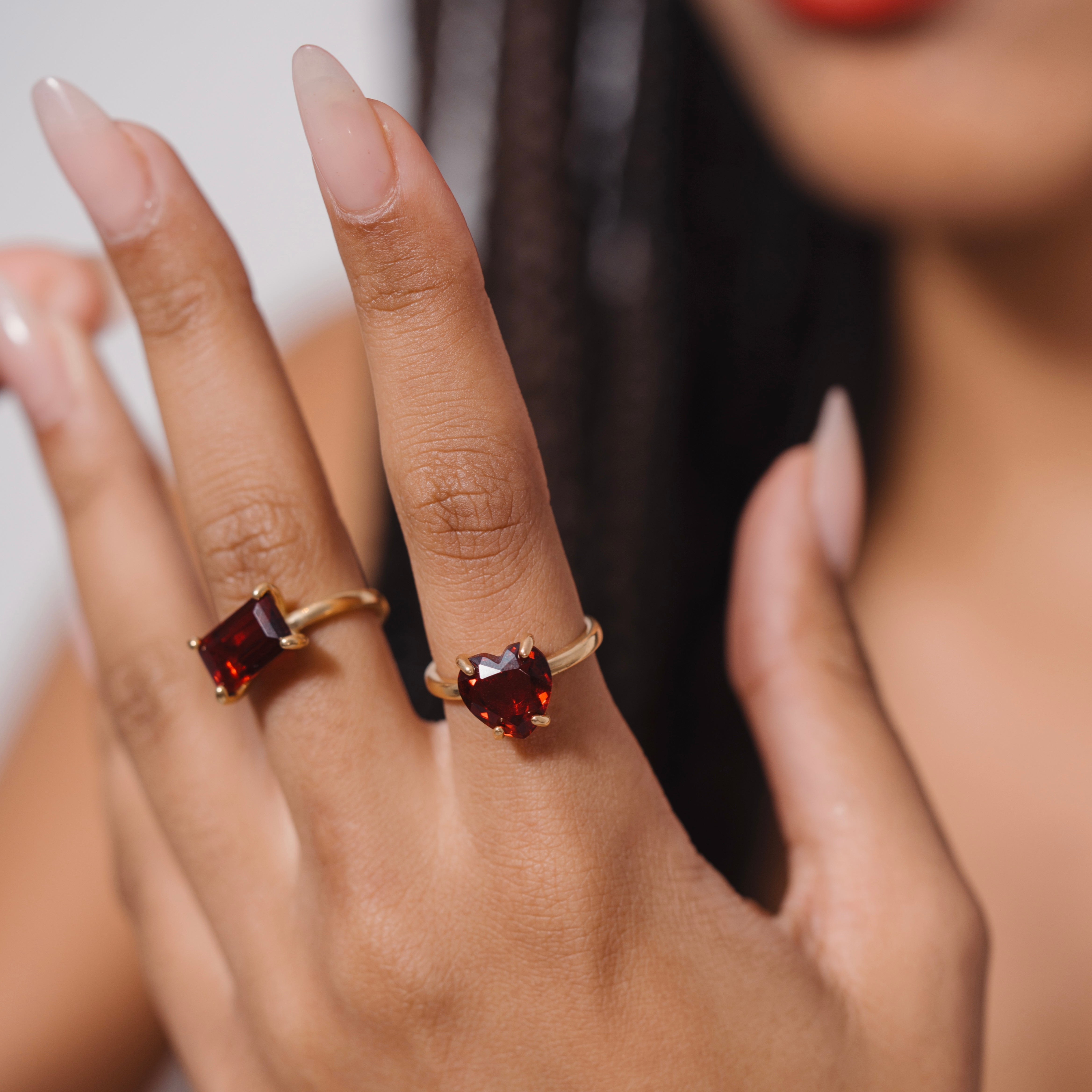 טבעת לב גרנאט