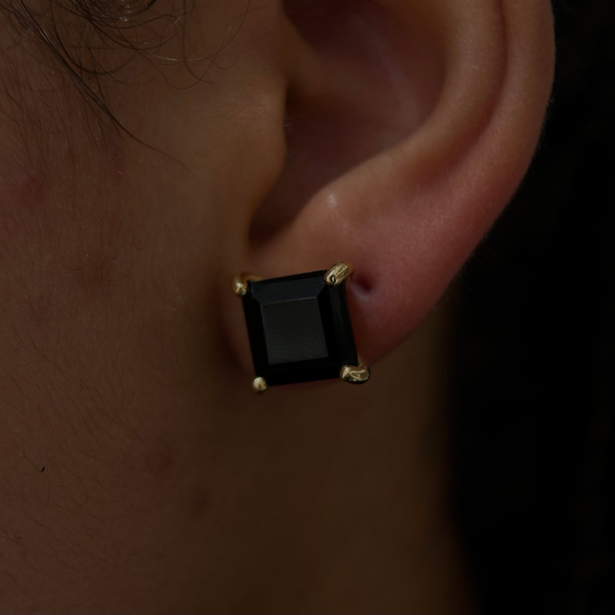 Square onyx earrings
