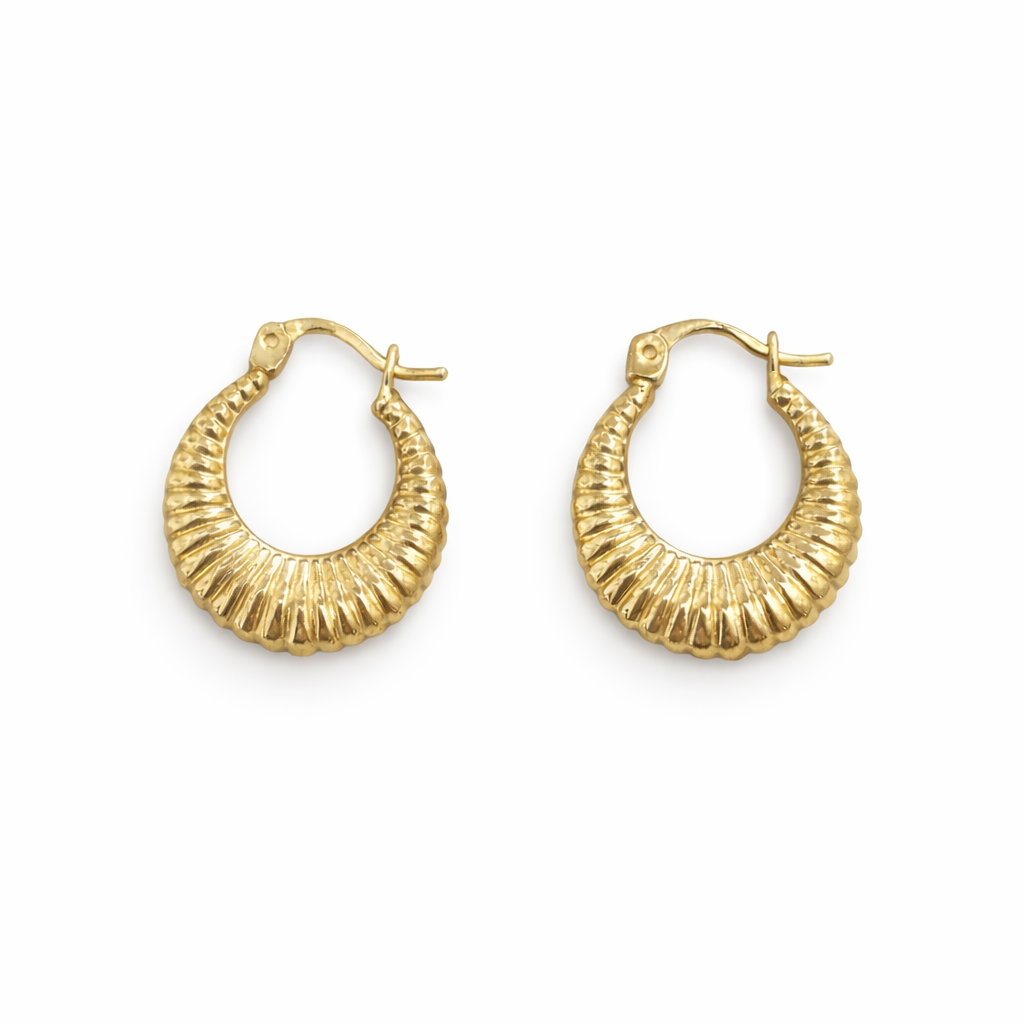 עגילי חישוק צדף 14k