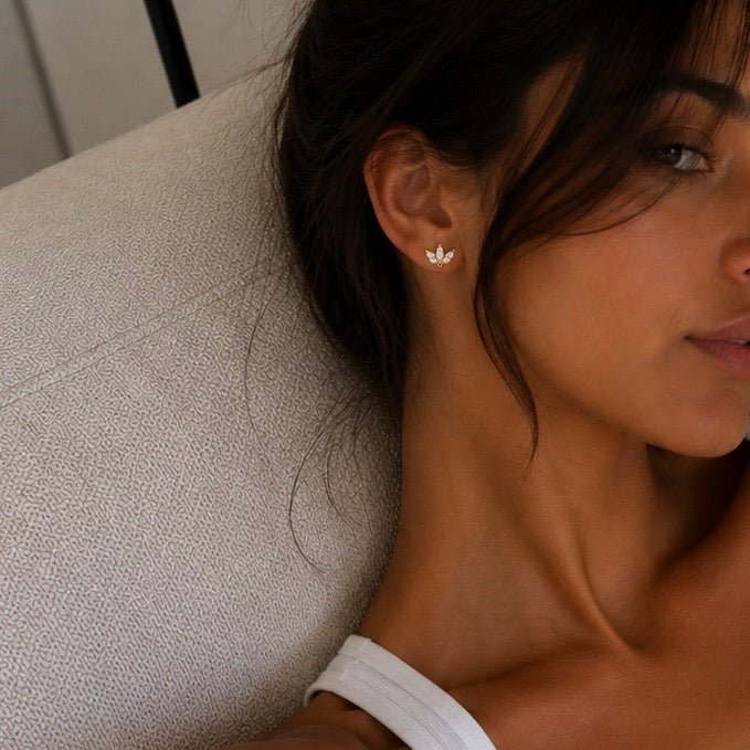 14k lotus earrings