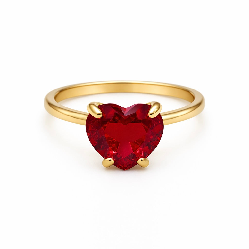 Garnet Heart Ring