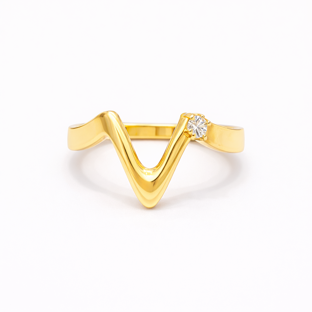 טבעת זיגזג 14k