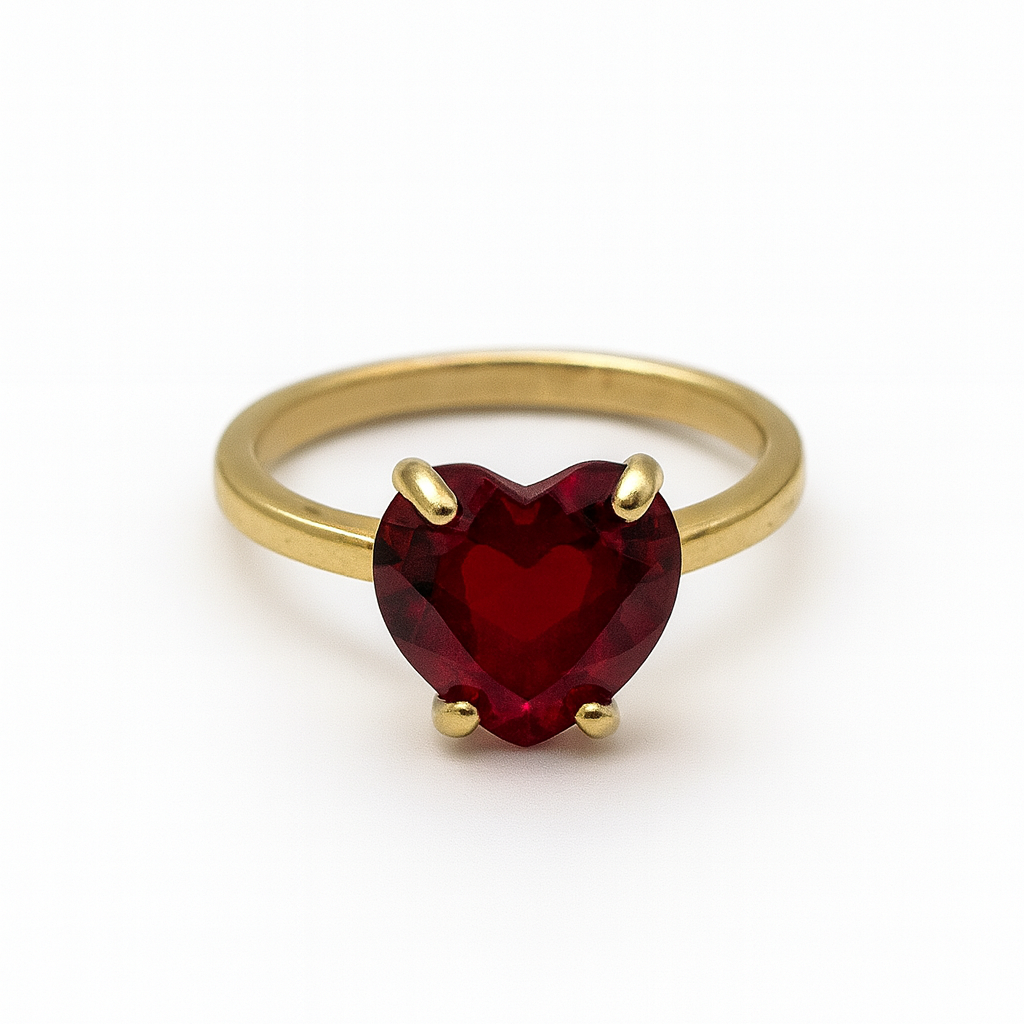 Garnet Heart Ring
